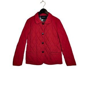 Lafayette 148 New York Quilted Barn Chore Jacket Festive Cherry Red Sz M Pockets